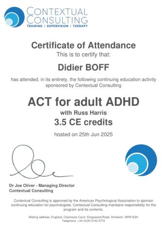 Certificate of attendance